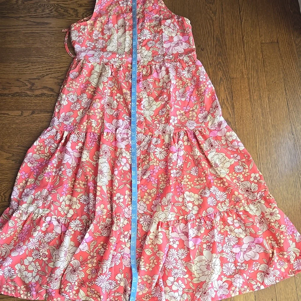 BOG Collective Floral Sleeveless Prairie Style Dress Salmon Pink Size S - Picture 7 of 8